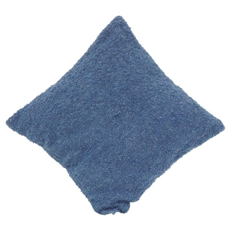 Textured Blue Cotton Cushion Cover | Handmade Bouclé Style Throw Pillow Cover | Modern Minimalist Home Décor | 18x18 Inch - Bulk manufacturer & supplier from Panipat, India
