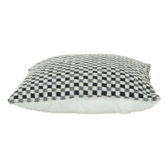 Black & White Checkered Cotton Cushion Cover | Woven Textured Modern Minimalist Pillow Cover (18x18 Inch)
