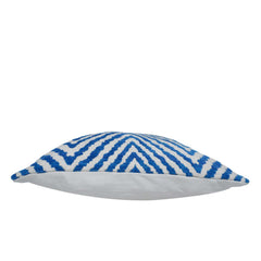 Blue & White Geometric Jacquard Cotton Cushion Cover 45x45 cm | Woven Decorative Throw Pillow Cover | Modern Home Décor | Concealed Zip