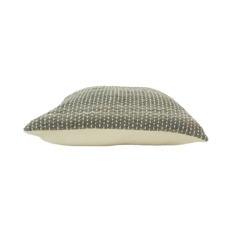 Handmade Woven Cotton Cushion Cover 45x45 cm | Textured Grid Design | Neutral Grey Decorative Pillow Cover