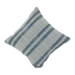 Handwoven Blue Striped Cotton Cushion Cover | Textured Woven Throw Pillow Case | Coastal & Modern Décor Accent (18x18 Inch)