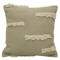 Handwoven Cotton Cushion Cover 45x45 cm | Textured Tufted Loop Design | Decorative Throw Pillow Cover | Hidden Zipper | Natural Beige | Modern Boho Home Décor