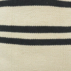 Handmade Black & Ivory Striped Cotton Cushion Cover 45x45 cm | Woven Geometric Accent Pillow Cover