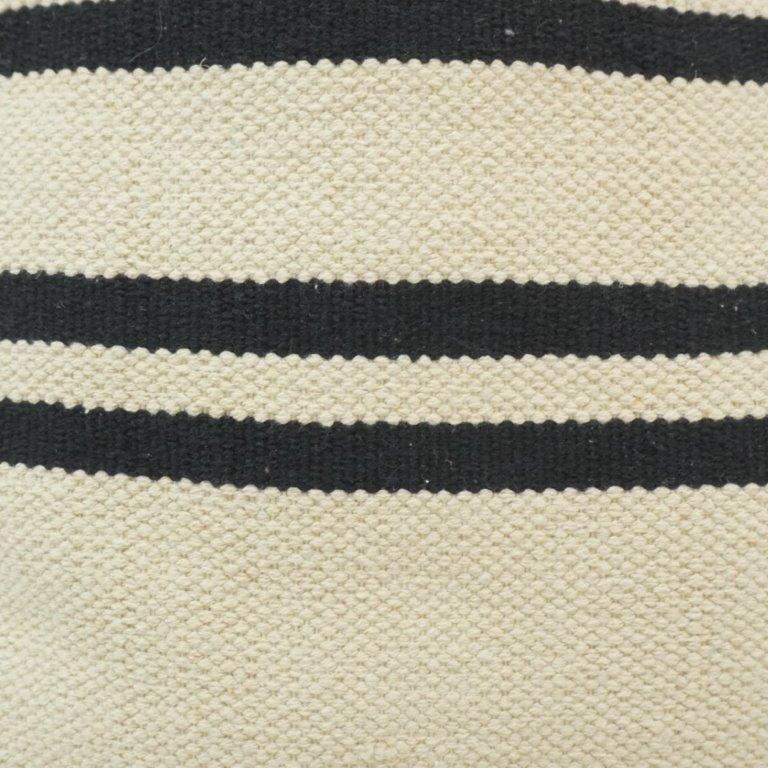 Handmade Black & Ivory Striped Cotton Cushion Cover 45x45 cm | Woven Geometric Accent Pillow Cover