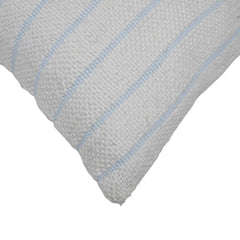 Handwoven Cotton Striped Cushion Cover 45x45 cm | Textured Woven Throw Pillow Cover | White & Sky Blue | Modern Farmhouse & Coastal Home Décor