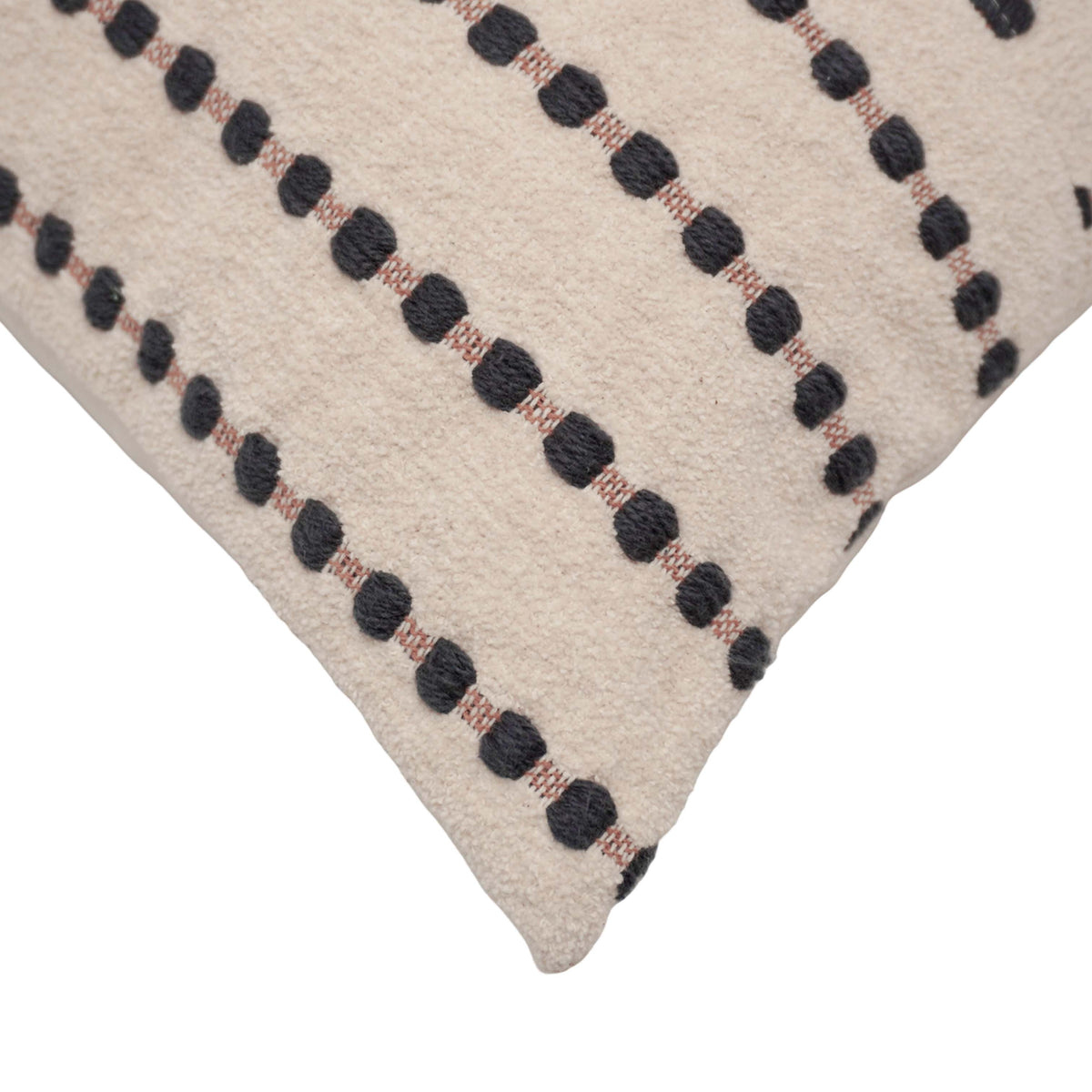 Handwoven Cotton Cushion Cover 45x45 cm | Ivory & Black Textured Woven Stripe Design | Decorative Throw Pillow Cover | Hidden Zip | Boho Modern Home Décor - Bulk manufacturer & supplier from Panipat, India