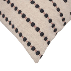 Handwoven Cotton Cushion Cover 45x45 cm | Ivory & Black Textured Woven Stripe Design | Decorative Throw Pillow Cover | Hidden Zip | Boho Modern Home Décor