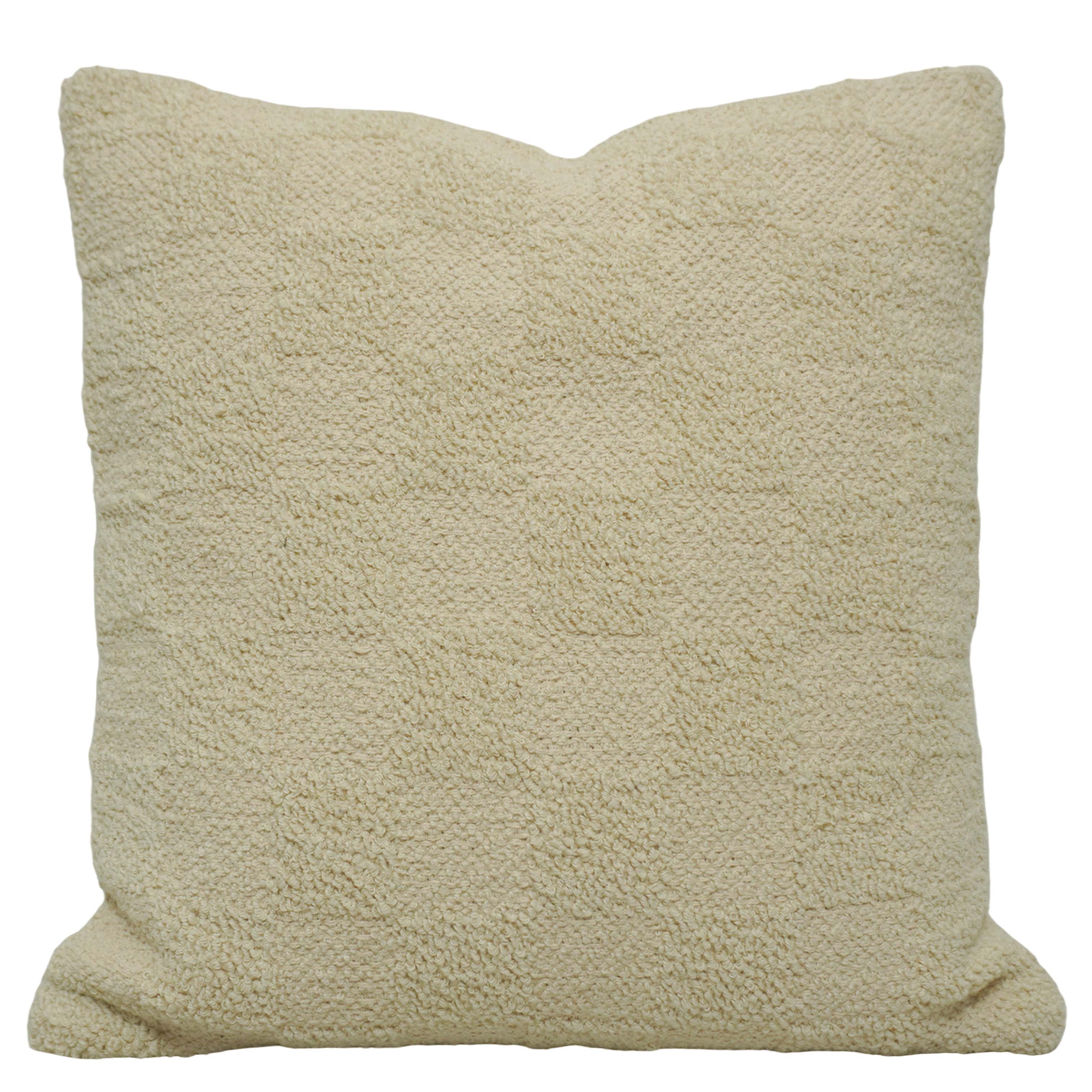 Handwoven Cotton Cushion Cover 45x45 cm | Textured Geometric Woven Design | Soft Decorative Throw Pillow Cover | Hidden Zipper | Boho & Modern Home Décor | Ivory