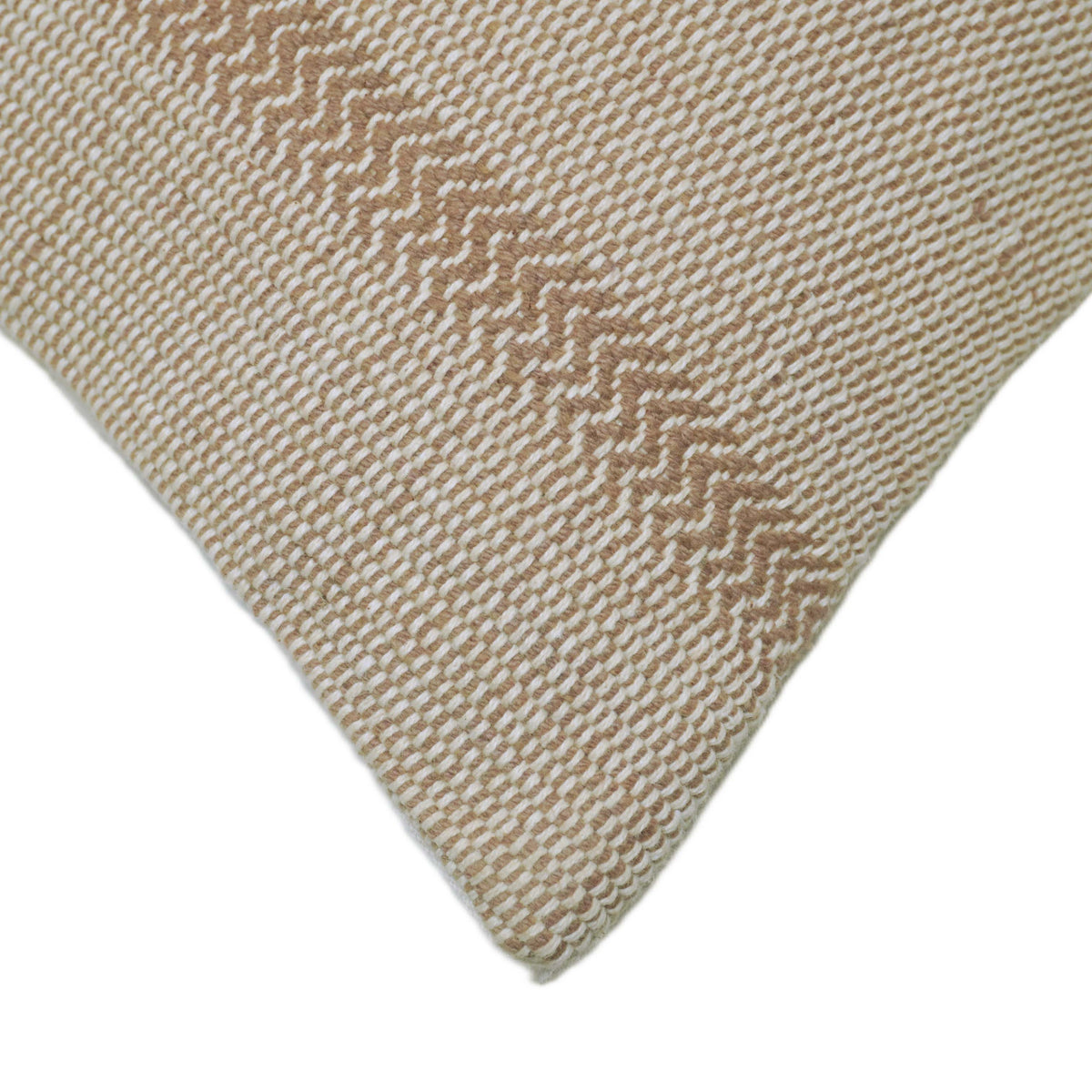 Handmade Cotton Cushion Cover 45x45 cm, Beige and Ivory Textured Woven Stripe Design
