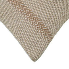 Handmade Cotton Cushion Cover 45x45 cm, Beige and Ivory Textured Woven Stripe Design