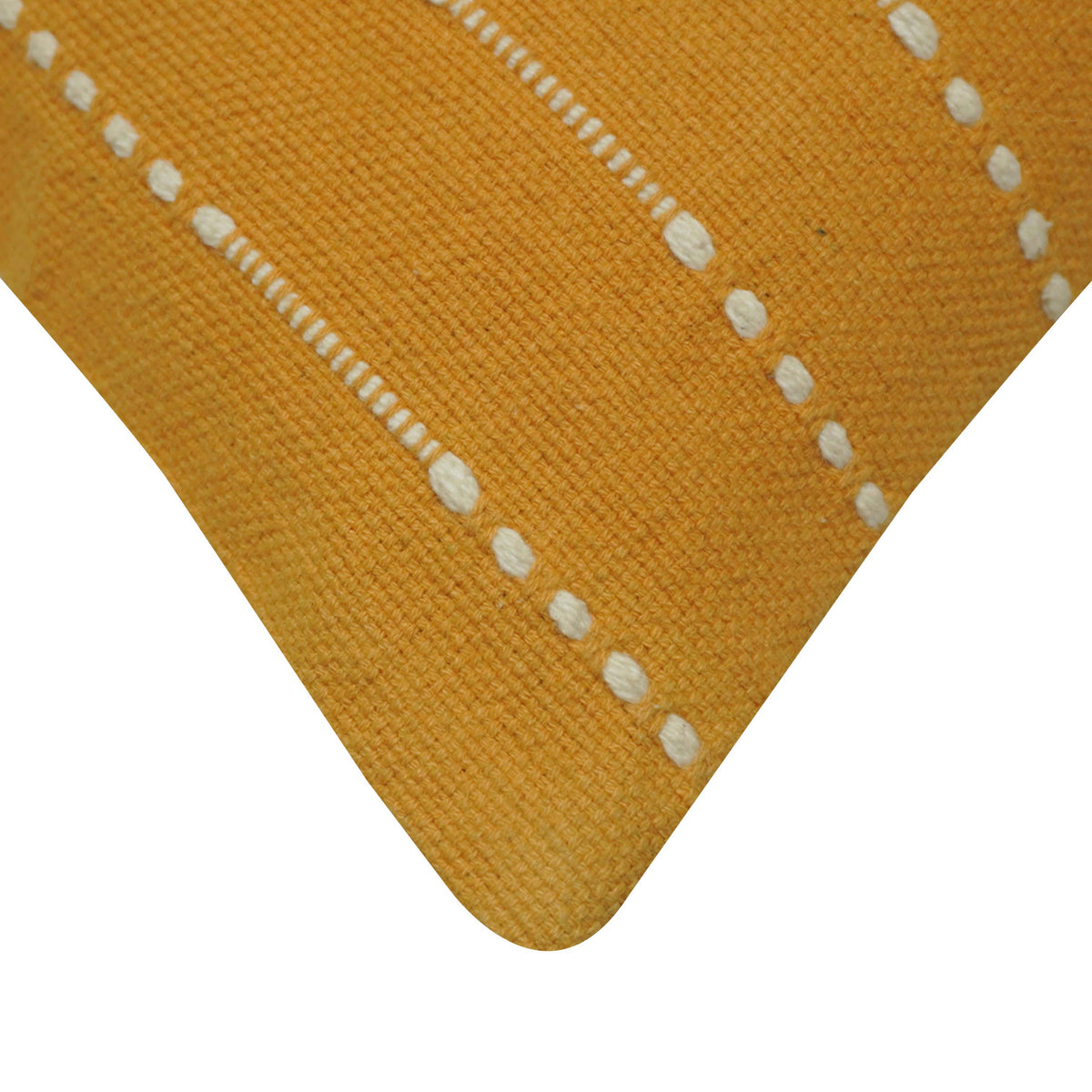 Handwoven Cotton Cushion Cover 45x45 cm | Mustard Yellow Textured Woven Throw Pillow Cover | Modern Boho Decorative Cushion Cover | Hidden Zipper