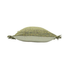 Handmade Olive Green Textured Cotton Cushion Cover with Fringe | 45x45 cm Decorative Throw Pillow