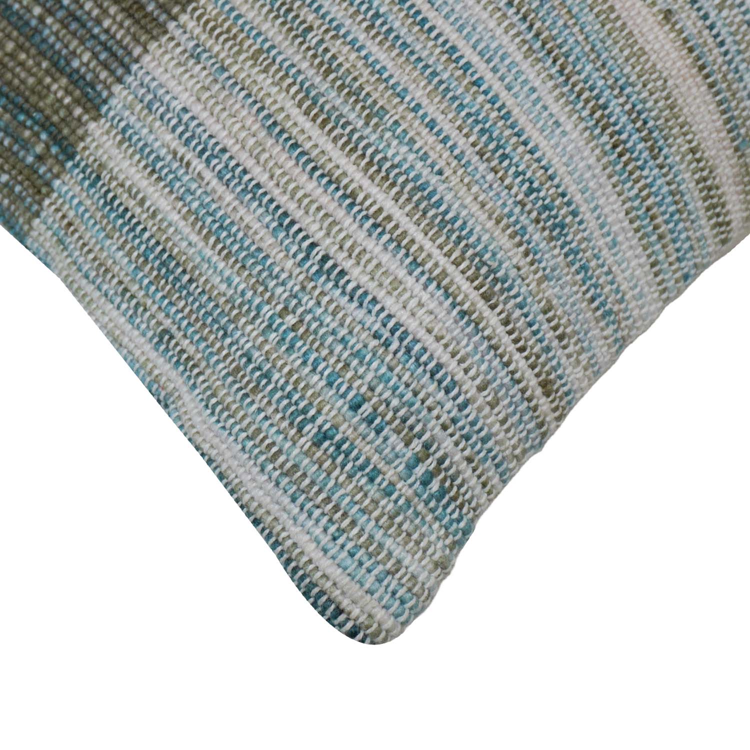 Handwoven Textured Cotton Cushion Cover 45x45 cm | Blue & Grey Woven Decorative Throw Pillow Cover | Modern Boho Home Décor | Hidden Zipper