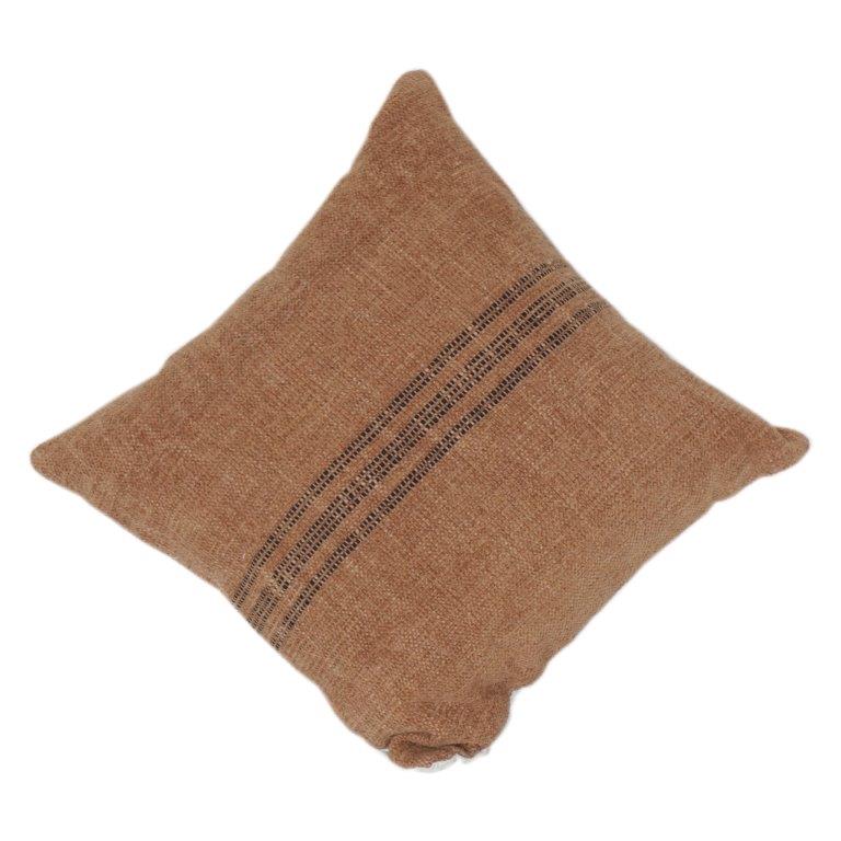 Rostfarbener Kissenbezug aus Baumwolle mit Struktur und gewebtem Streifendetail | Minimalistischer, erdiger Kissenbezug | 45x45 cm - Bulk manufacturer & supplier from Panipat, India