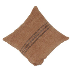 Rust Textured Cotton Cushion Cover with Woven Stripe Detail | Minimalist Earthy Throw Pillow Cover | 18x18 Inch