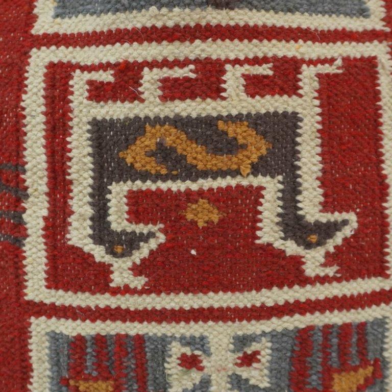 Handmade Turkish Kilim Cushion Cover 45x45 cm | Vintage Tribal Geometric Cotton Pillow Cover | Artisan Woven Decorative Cushion