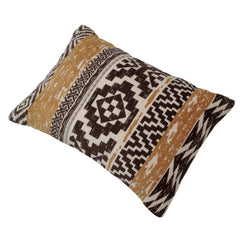 Brown mustard and ivory tribal geometric jacquard lumbar cushion cover 35x50 cm