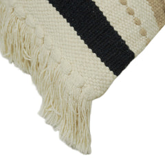Handwoven Cotton Cushion Cover 45x45 cm – Beige & Black Geometric Chevron Textured Cushion Cover