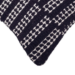 Handwoven Black & White Cotton Cushion Cover 45x45 cm | Geometric Textured Handmade Cushion Cover | Modern Boho Decorative Pillow Cover