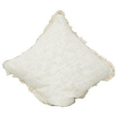 Housse de coussin minimaliste en coton naturel avec bords frangés – 45x45 cm | Housse de coussin décoratif neutre à texture douce