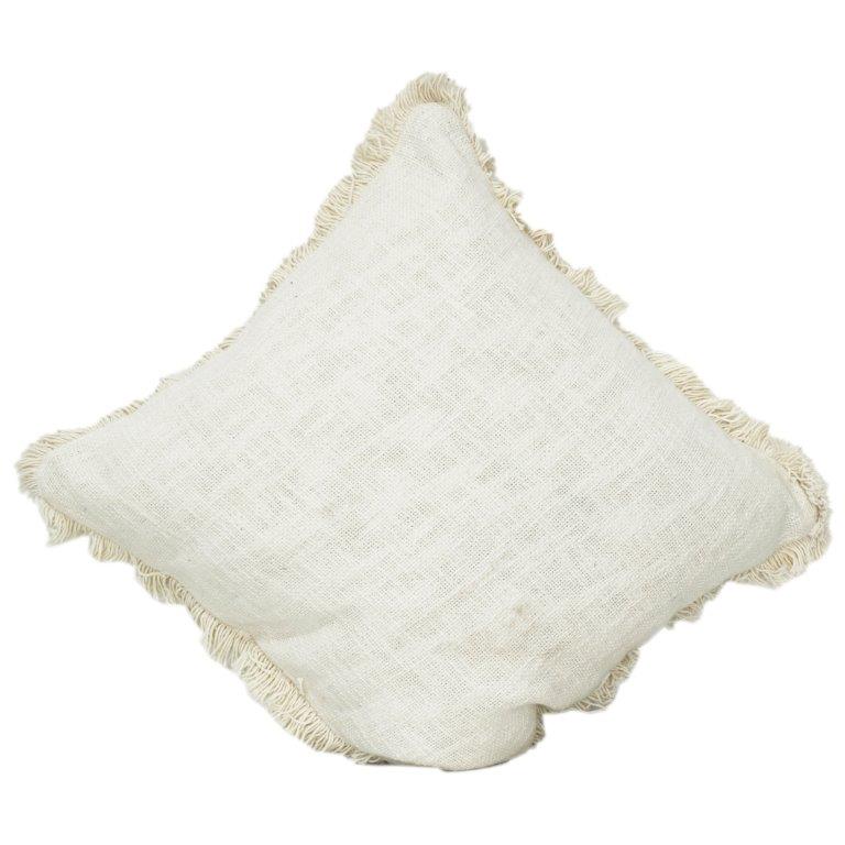 Minimalist Natural Cotton Cushion Cover with Fringed Edges – 45x45 cm | Soft Textured Neutral Throw Pillow Cover