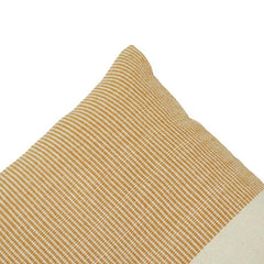 Handmade Two-Tone Cotton Cushion Cover 45x45 cm | Mustard & Ivory Textured Decorative Pillow Cover
