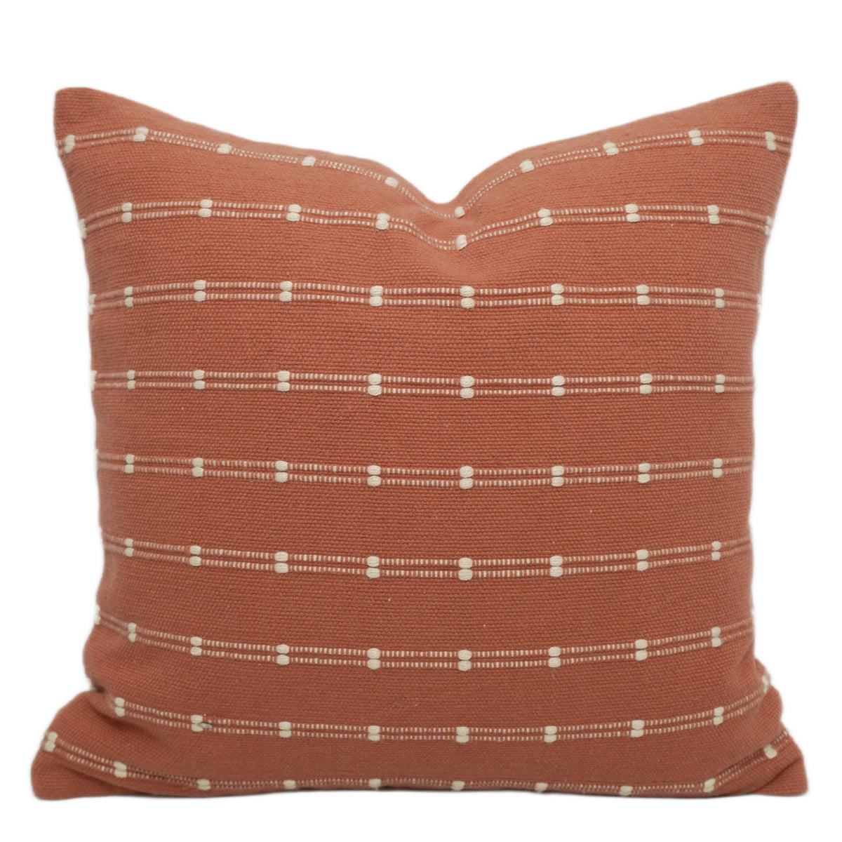 Handwoven Terracotta & Ivory Striped Cushion Cover – 45 x 45 cm