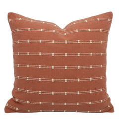 Handwoven Terracotta & Ivory Striped Cushion Cover – 45 x 45 cm