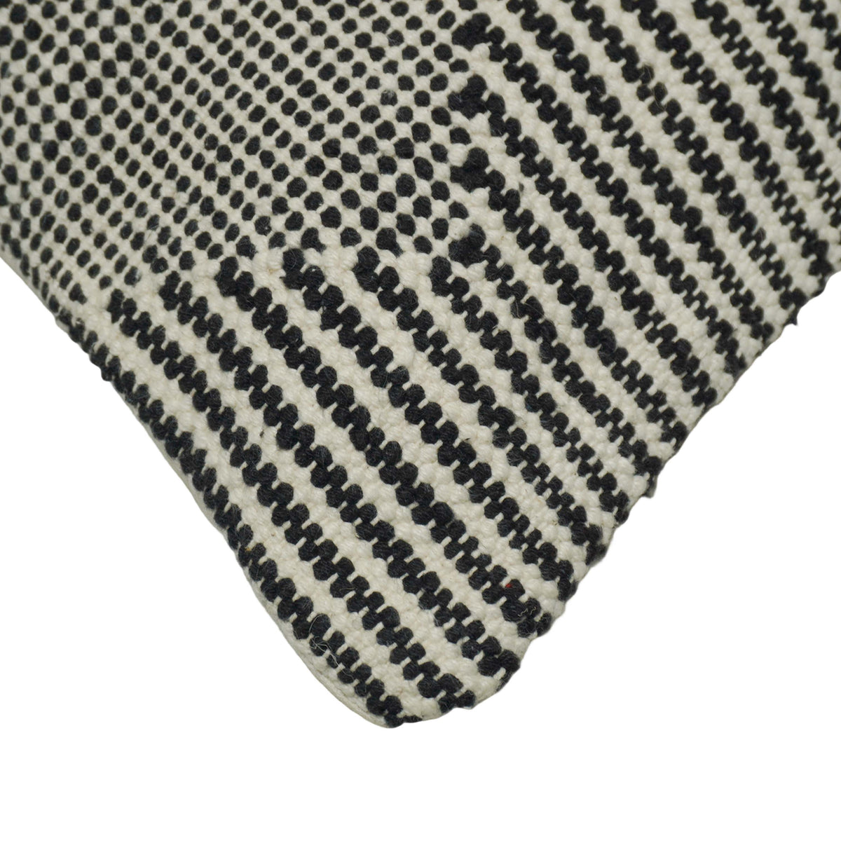 Handwoven Cotton Cushion Cover 45x45 cm – Black & Ivory Abstract Geometric Pattern