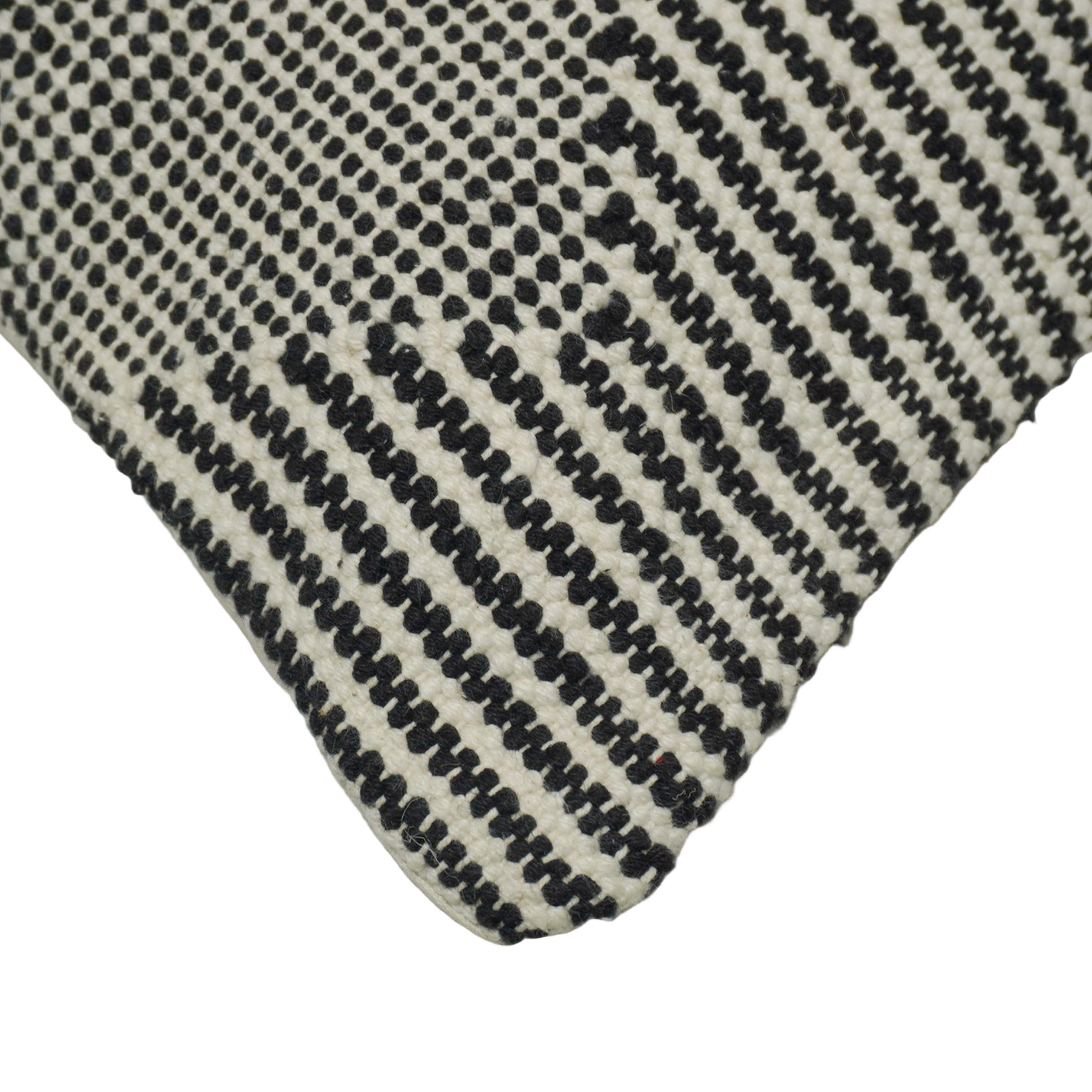 Handwoven Cotton Cushion Cover 45x45 cm – Black & Ivory Abstract Geometric Pattern