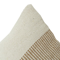 Ivory Beige Striped Cotton Cushion Cover | Handwoven Texture | 18x18 Inch Minimal Décor Pillow Cover