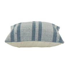 Handwoven Blue Striped Cotton Cushion Cover | Textured Woven Throw Pillow Case | Coastal & Modern Décor Accent (18x18 Inch)