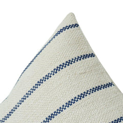 Minimalist Beige & Navy Striped Cotton Cushion Cover | Woven Textured Throw Pillow Cover | 18x18 Inch
