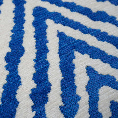 Blue & White Geometric Jacquard Cotton Cushion Cover 45x45 cm | Woven Decorative Throw Pillow Cover | Modern Home Décor | Concealed Zip