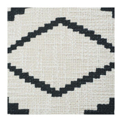 Black & White Geometric Printed Cotton Cushion Cover with Fringe | 45x45 cm