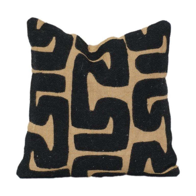 Black Abstract Geometric Cotton Cushion Cover | Modern Tribal Pattern | 18x18 Inch - Bulk manufacturer & supplier from Panipat, India