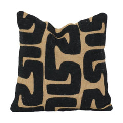 Black Abstract Geometric Cotton Cushion Cover | Modern Tribal Pattern | 18x18 Inch