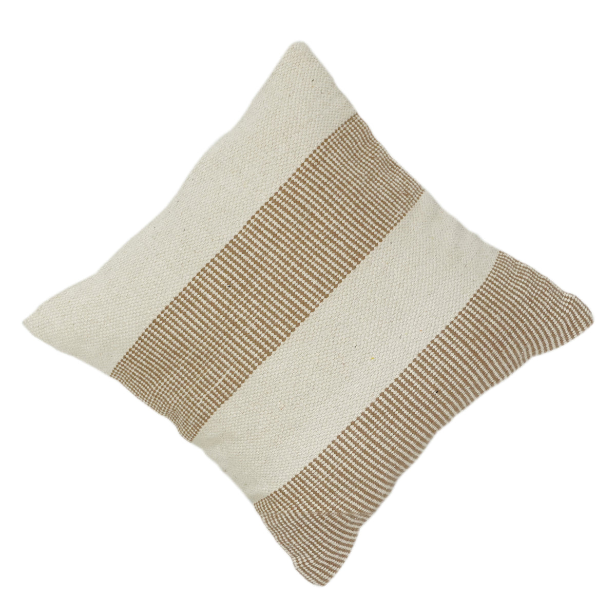 Ivory Beige Striped Cotton Cushion Cover | Handwoven Texture | 18x18 Inch Minimal Décor Pillow Cover - Bulk manufacturer & supplier from Panipat, India