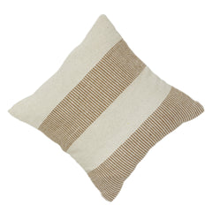 Ivory Beige Striped Cotton Cushion Cover | Handwoven Texture | 18x18 Inch Minimal Décor Pillow Cover