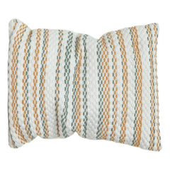 Textured Cotton Cushion Cover 35x50 cm – Handwoven Striped Design in Ivory, Mustard & Sage | Decorative Lumbar Pillow Cover with Hidden Zip