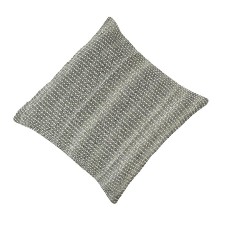 Handmade Woven Cotton Cushion Cover 45x45 cm | Textured Grid Design | Neutral Grey Decorative Pillow Cover - Bulk manufacturer & supplier from Panipat, India