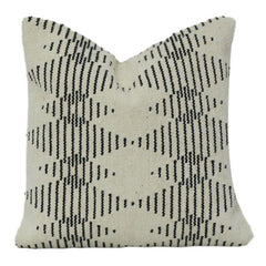 Minimalist Geometric Hand Woven Cotton Cushion Cover | Black & Ivory Abstract Pattern | 18x18 Inch