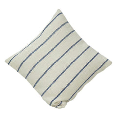 Minimalist Beige & Navy Striped Cotton Cushion Cover | Woven Textured Throw Pillow Cover | 18x18 Inch