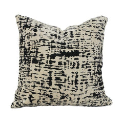 Schwarzer abstrakter Baumwoll-Jacquard-Kissenbezug | Gewebte strukturierte moderne Kissenhülle | 45x45 cm
