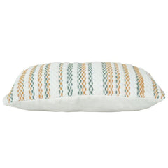 Textured Cotton Cushion Cover 35x50 cm – Handwoven Striped Design in Ivory, Mustard & Sage | Decorative Lumbar Pillow Cover with Hidden Zip