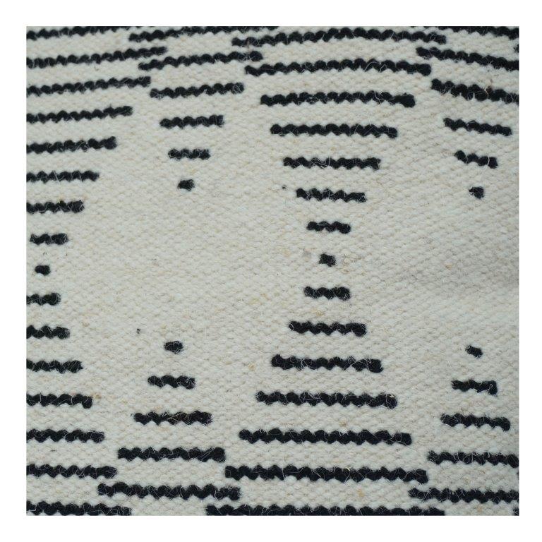 Minimalist Geometric Hand Woven Cotton Cushion Cover | Black & Ivory Abstract Pattern | 18x18 Inch - Bulk manufacturer & supplier from Panipat, India