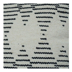 Minimalist Geometric Hand Woven Cotton Cushion Cover | Black & Ivory Abstract Pattern | 18x18 Inch