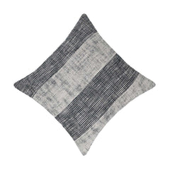 Handwoven Cotton Cushion Cover 45x45 cm | Black & Ivory Striped Woven Throw Pillow Cover | Modern Boho Farmhouse Decorative Cushion Cover | Hidden Zipper