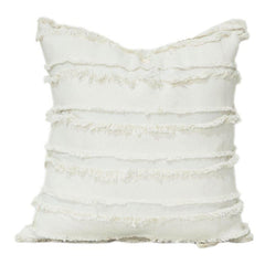 Textured Fringe Cotton Cushion Cover 45x45 cm – Neutral Woven Decorative Pillow Case with Tassel Layers