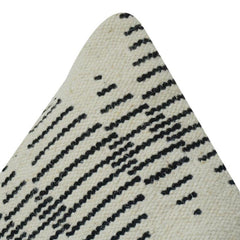 Minimalist Geometric Hand Woven Cotton Cushion Cover | Black & Ivory Abstract Pattern | 18x18 Inch